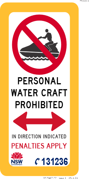 Personal Watercraft Prohibited - pr1214 double arrow