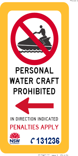 Personal Watercraft Prohibited - pr1214 single arrow