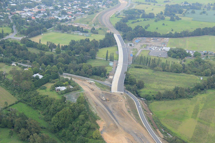Looking south west at the Berry northern interchange being built and bridge at Berry