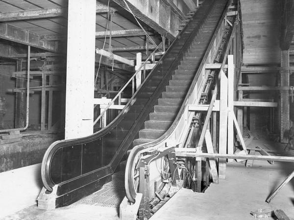 Installation in progress at Town Hall Station in October 1931. Source Sydney Trains.