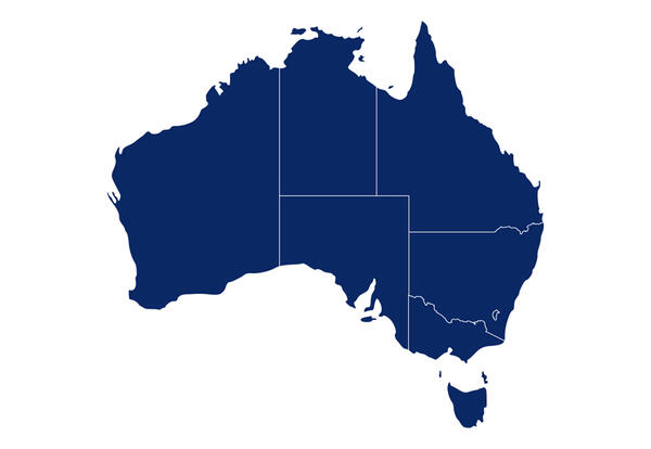 Blue map of Australia