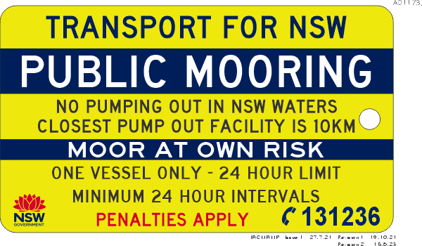 Public Mooring Recreational Vessels Only 24 Hour Limit No Pumping Out - AD1173