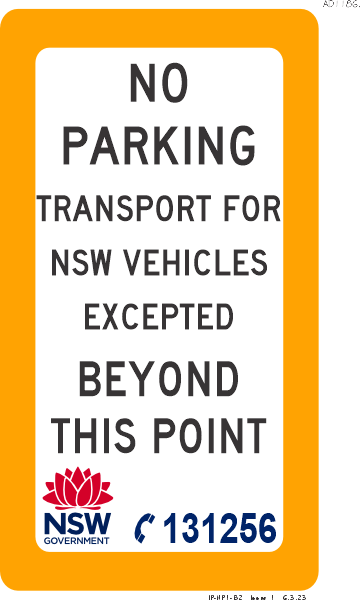 No Parking Transport for NSW Vehicles Excepted - AD1186