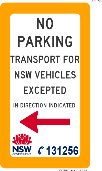 No Parking Transport for NSW Vehicles Excepted - AD1186