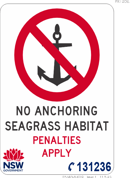 No Anchoring in Seagrass Habitat Penalties Apply - PR1206