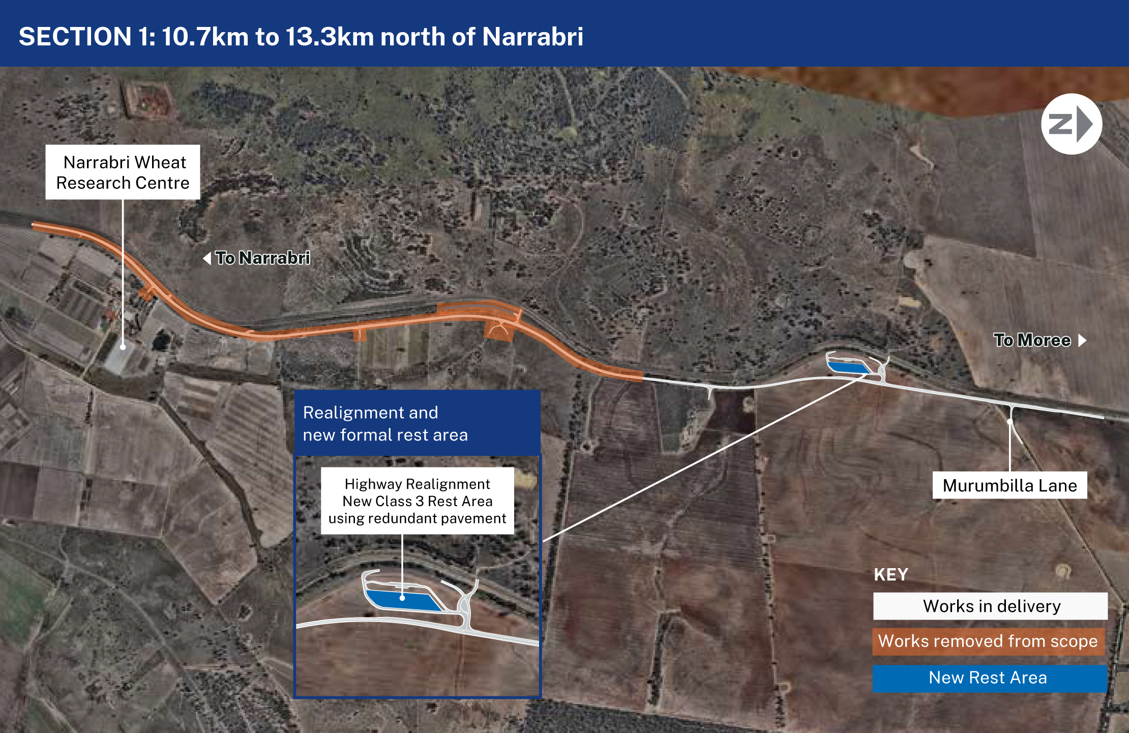 Section 1 - 6.5 to 13.3km north of Narrabri map