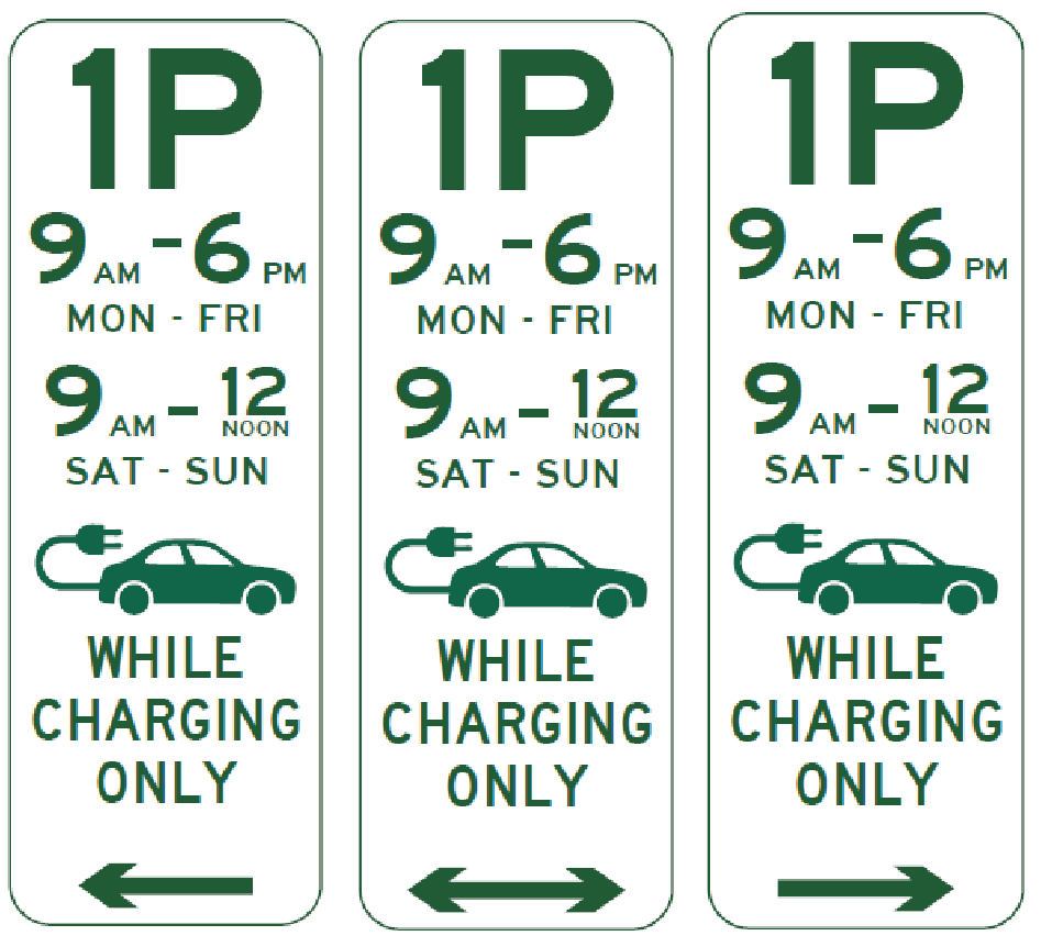 R5-1-13n - Parking (1p-10p) Times (Various Mon -Fri Sat-Sun Electric Vehicles While Charging Only (L,R & LR)