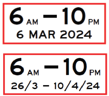 R5-603n - Time Plates (for use with R5-601n) (Examples only)