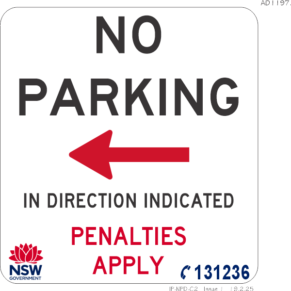 No Parking Penalties Apply - Single Arrow - AD1197