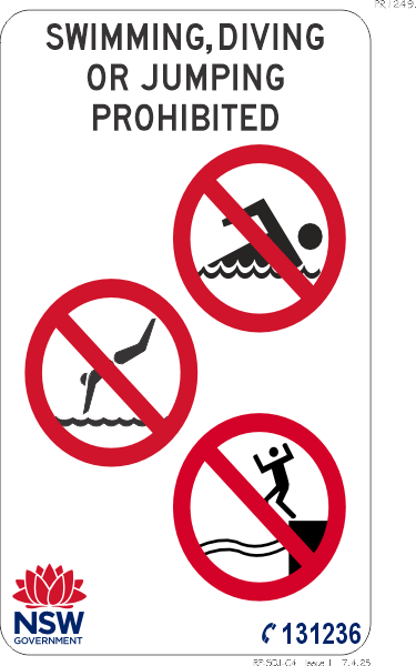 Swimming, Diving or Jumping Prohibited - PR1249