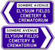 Cemetery &/Or Crematorium (Intersection Direction Sign Left or Right) (Example Only) - g7-309n Thumb 