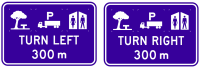 Advance Services Sign, Turn left/right down side road (Three services) Example Only - g7-8-3 Thumb 