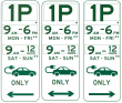 Parking (1p-10p) Times (Various) Mon-Fri Sat-Sun Electric Vehicles Only (Left, Right or Repeater) (Example Only) - r5-1-11n Thumb 
