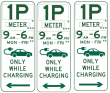 Parking (1p-10p) (Meter) Times (Various) Mon-Fri Electric Vehicles Only While Charging (Left, Right or Repeater) (Example Only) - r5-1-14n Thumb 