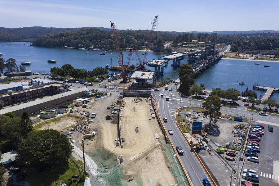 Bridge construction looking north, October 2020