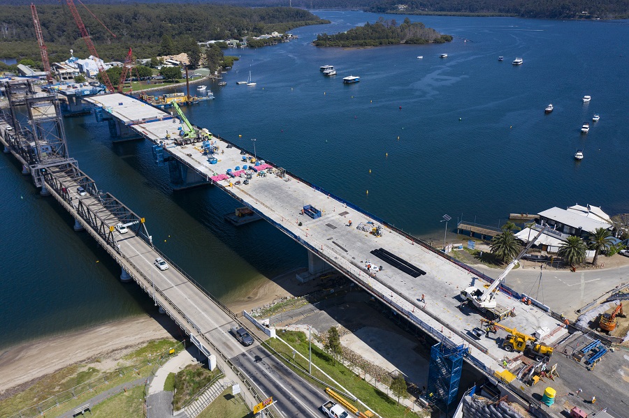 Bridge construction looking south-west, October 2020