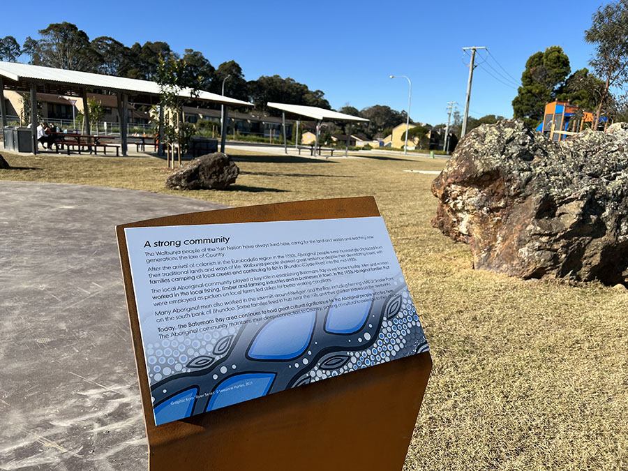 Interpretive signage can be found along both foreshores