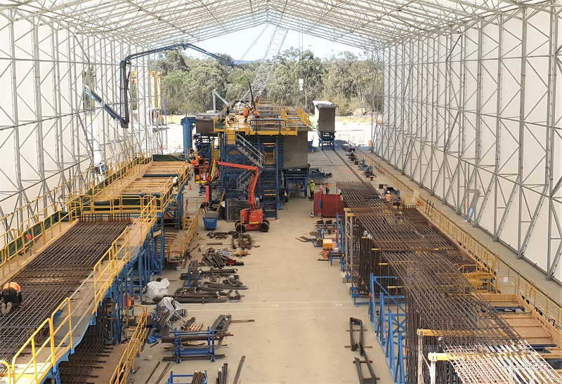 The production line inside the pre-cast facility segment production shed Nov 11 2019
