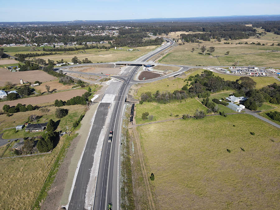 Meroo Road and Pestells Lane looking south