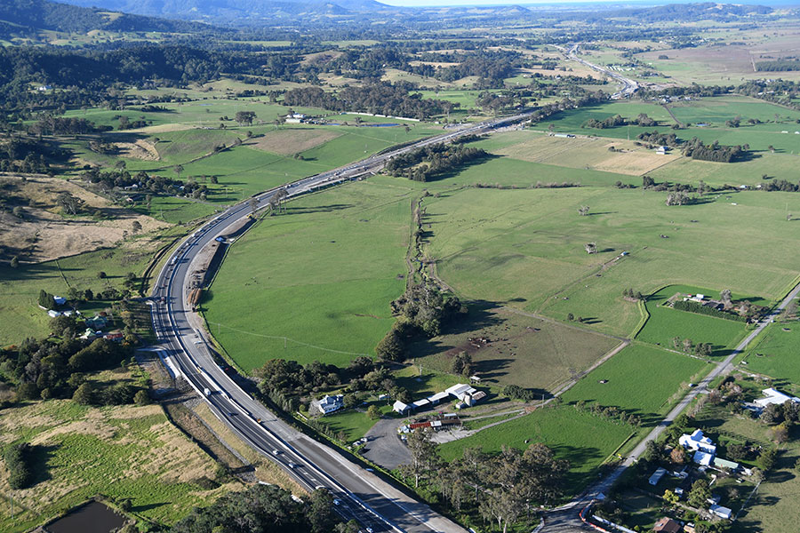 Princes Highway looking north from Boxsells and Lamonds Lane intersection