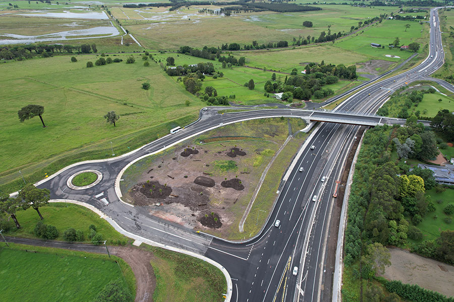 Aerial view of Jaspers Brush and Strongs Road interchange looking south
