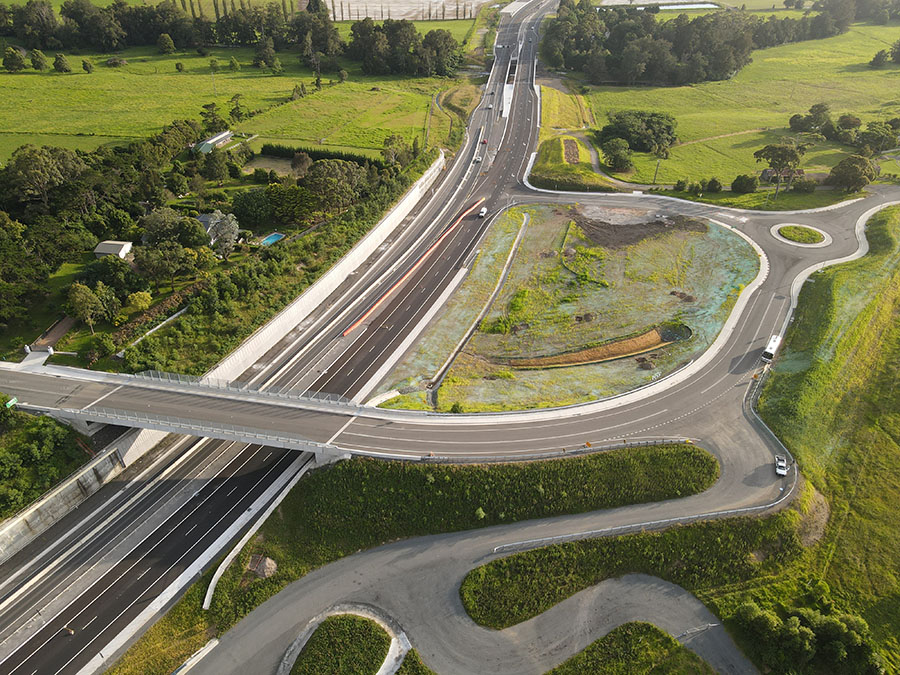 Aerial view of Strongs Road interchange looking north