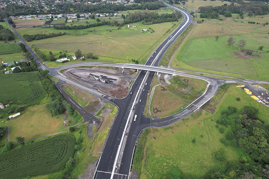 Looking south at Pestells Lane and Meroo Road interchange
