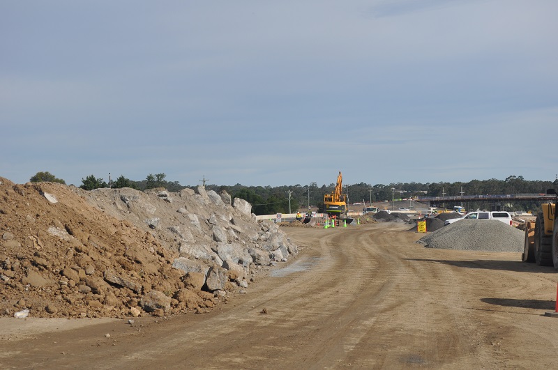 Looking south towards the new overpass from Pestells Lane to Meroo Road
