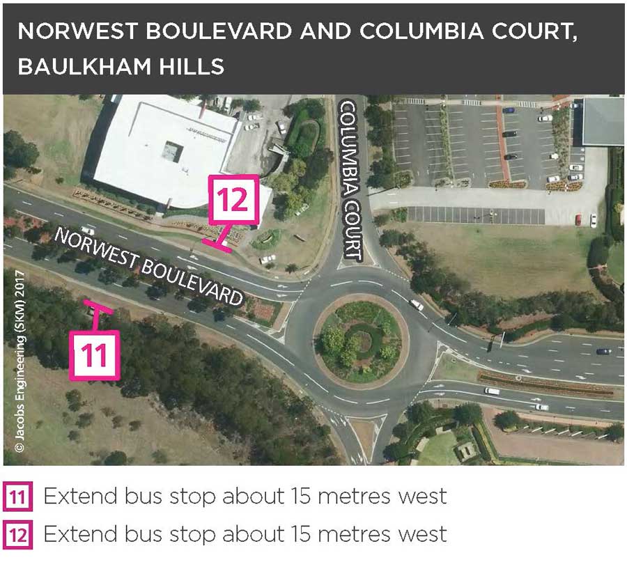 Changes to bus stops in Castle Hill and Baulkham Hills