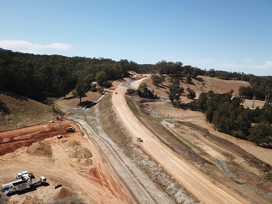 Looking north over the new highway alignment (September 2018)