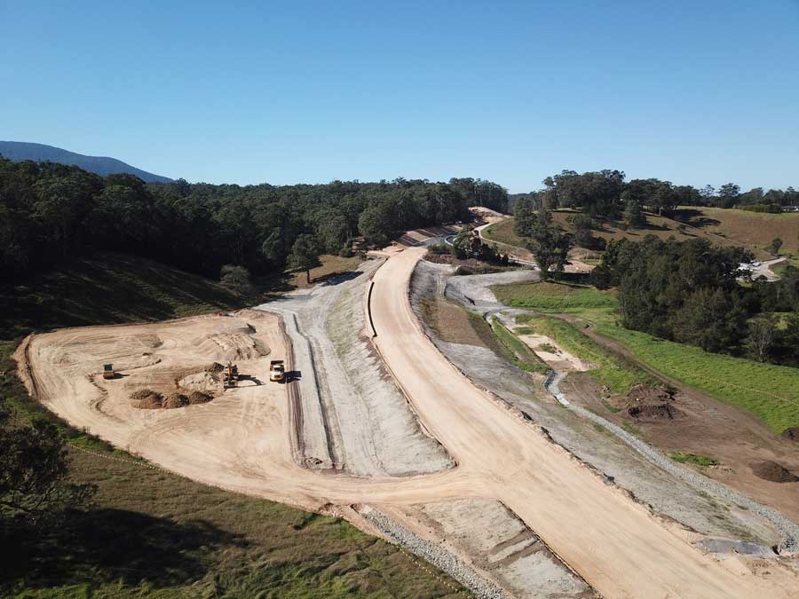Looking north over the new alignment near Dignams Creek (May 2018)