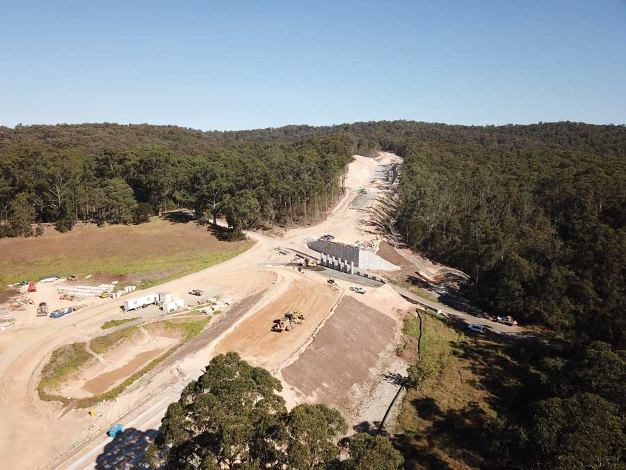 Looking south over the new Dignams Creek Road Bridge (May 2018)