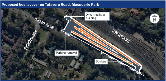 Proposed bus layover on Talavera Road, Macquarie Park