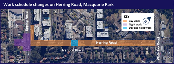 Work schedule changes on Herring Road, Macquarie Park