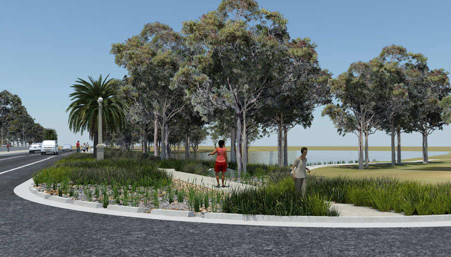 Visualisation of the new Camp Street Bridge, looking north-west