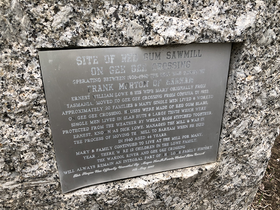 Old red gum sawmill site - plaque - June 2019