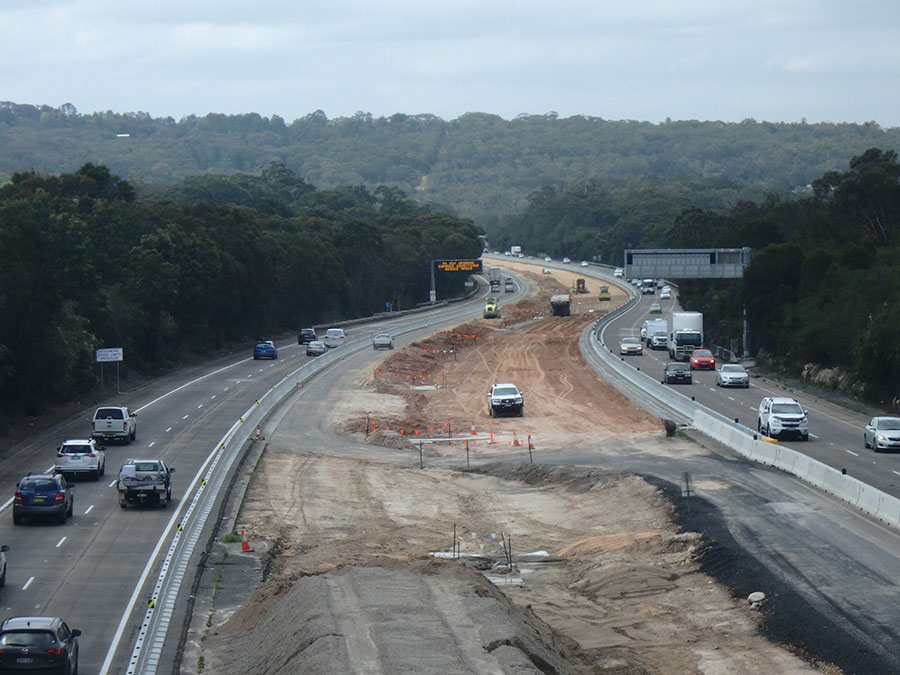 View of M1 upgrade northbound from Reeves St overpass - July 2018