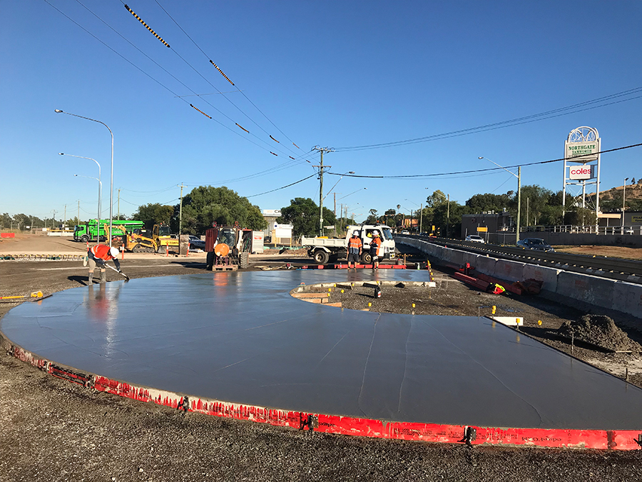First concrete pour on the new Marius Street roundabout