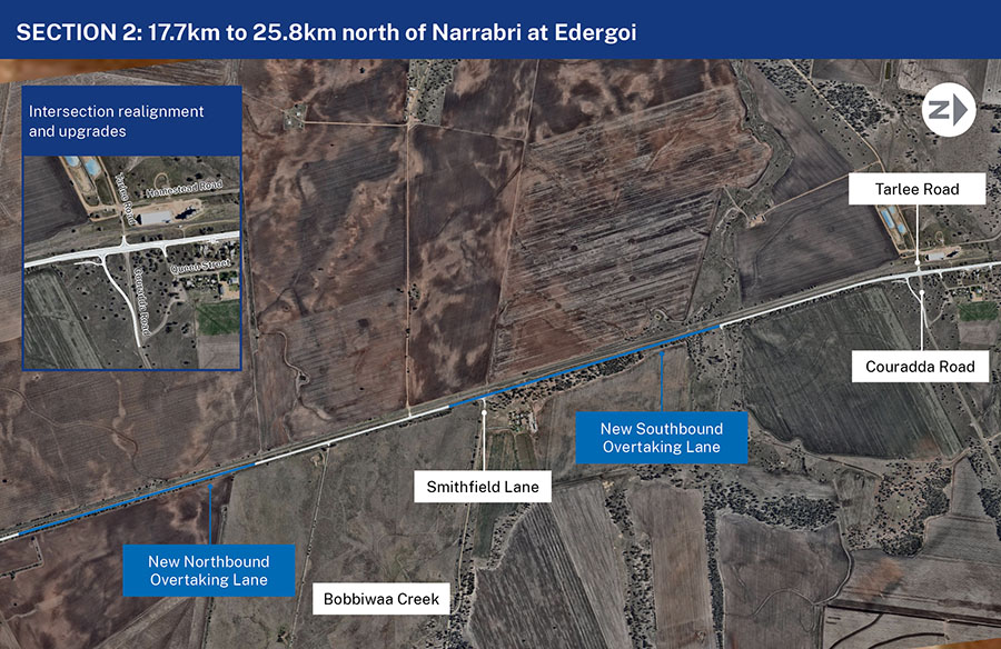 Section 2 - 17.7km to 25.8km north of Narrabri at Edergoi map