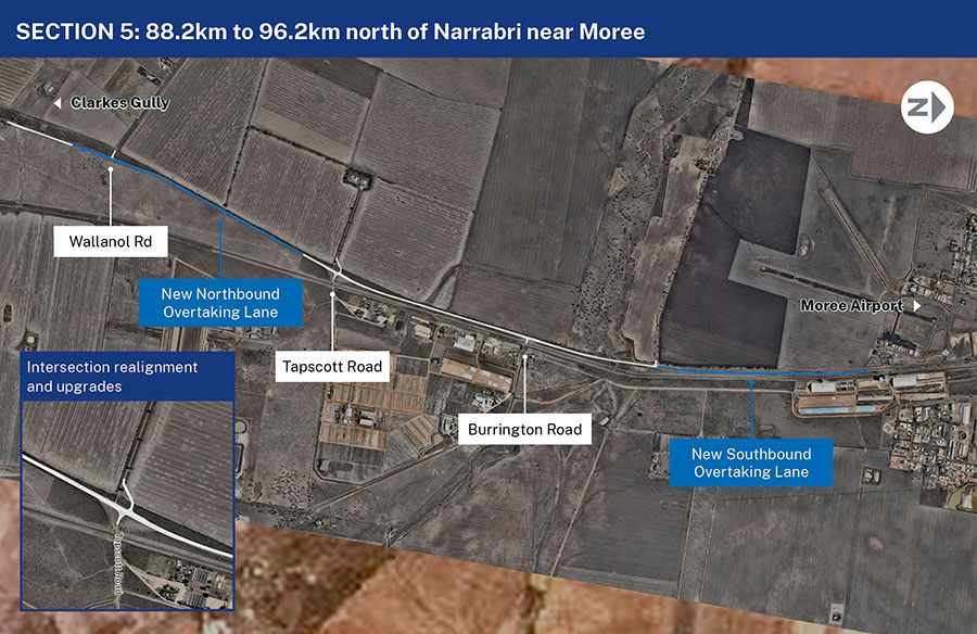 Section 5 - 88.2km to 96.2km north of Narrabri near Moree map