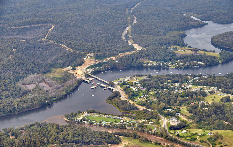 Aerial image of the project looking up the Clyde River
