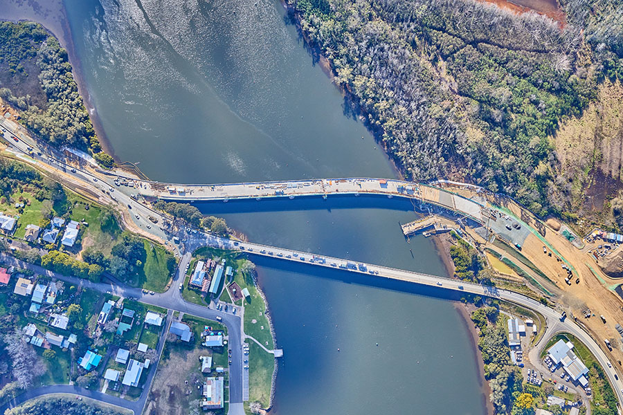 New vs. old. The new Nelligen Bridge is taking shape