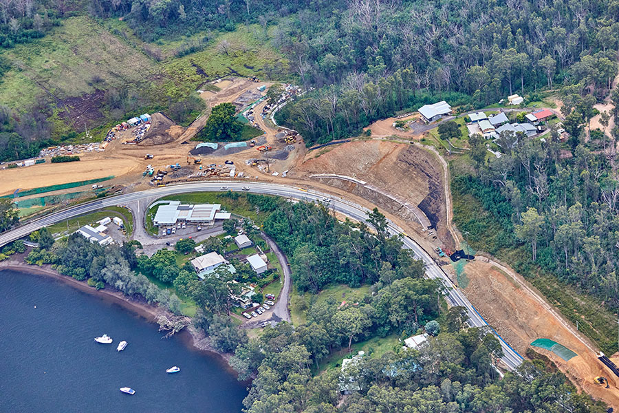 Construction and earthworks underway near the new Nelligen Bridge site