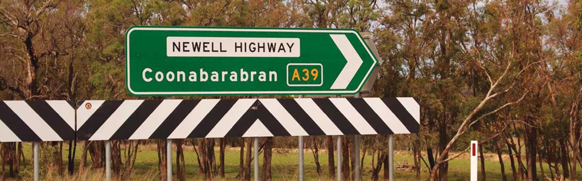 Newell Highway sign at Coonabarabran