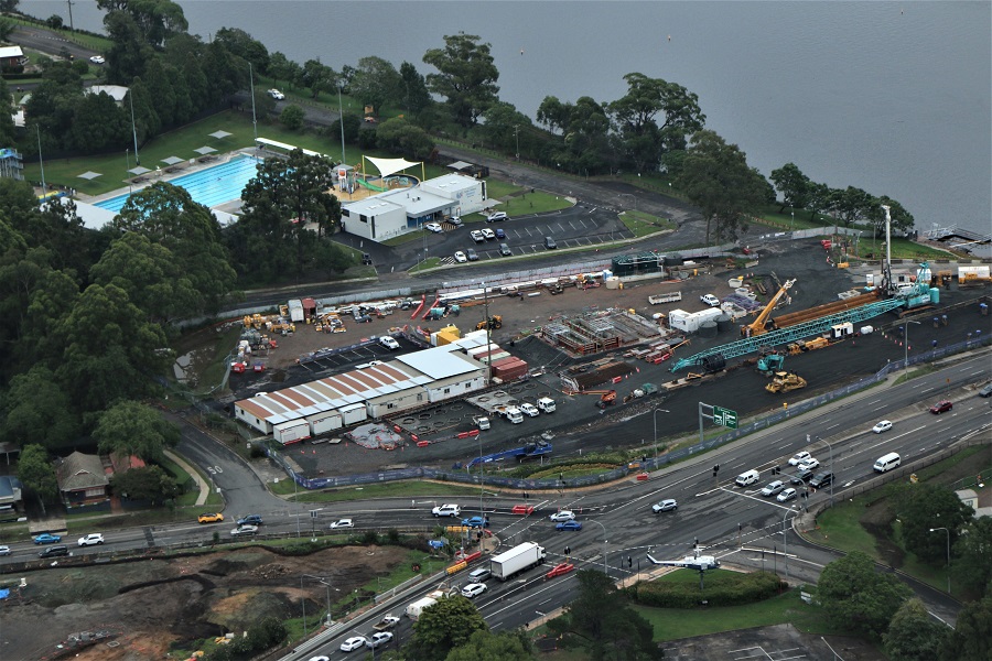 Nowra Bridge project site compound and piling - December 2020