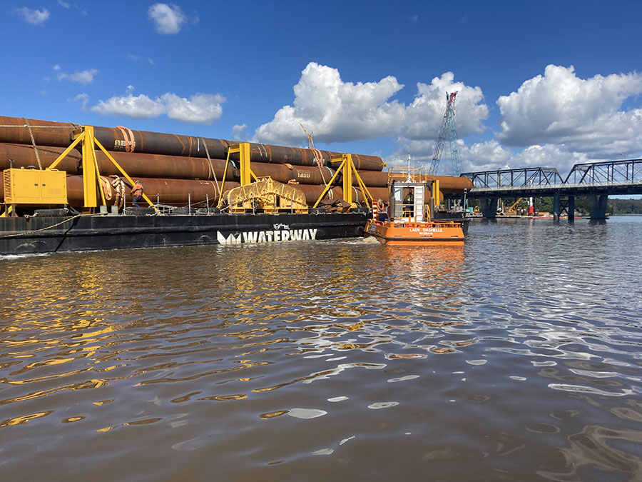 Barge with Pile Casings