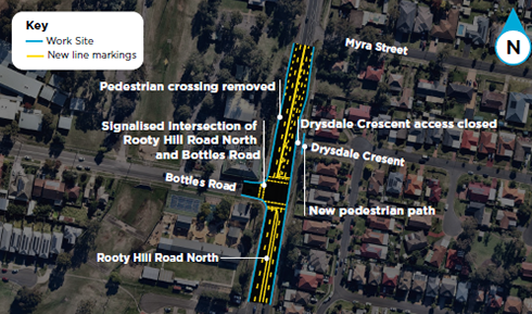 Proposed intersection upgrade works on Rooty Hill Road North and Bottles Road, Plumpton