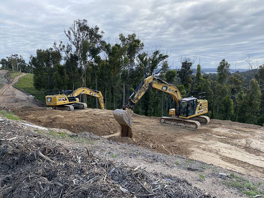 Excavators working on the new Glenella Road