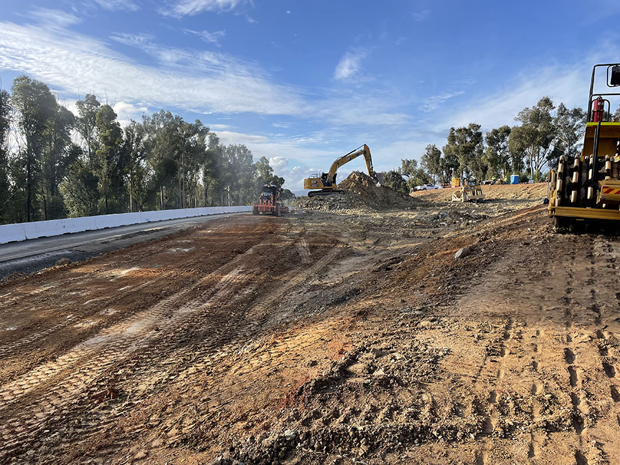 Excavation next to the Princes Highway for the new roundabout