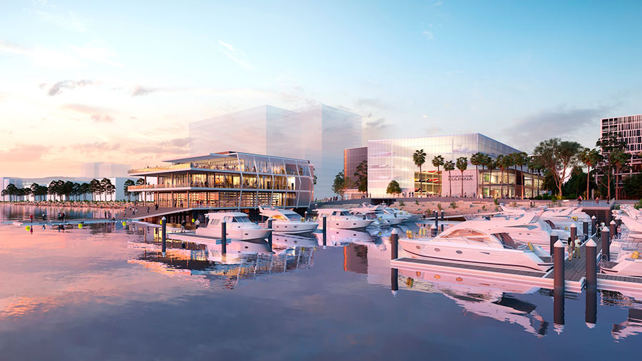 Artist impression of evening water view